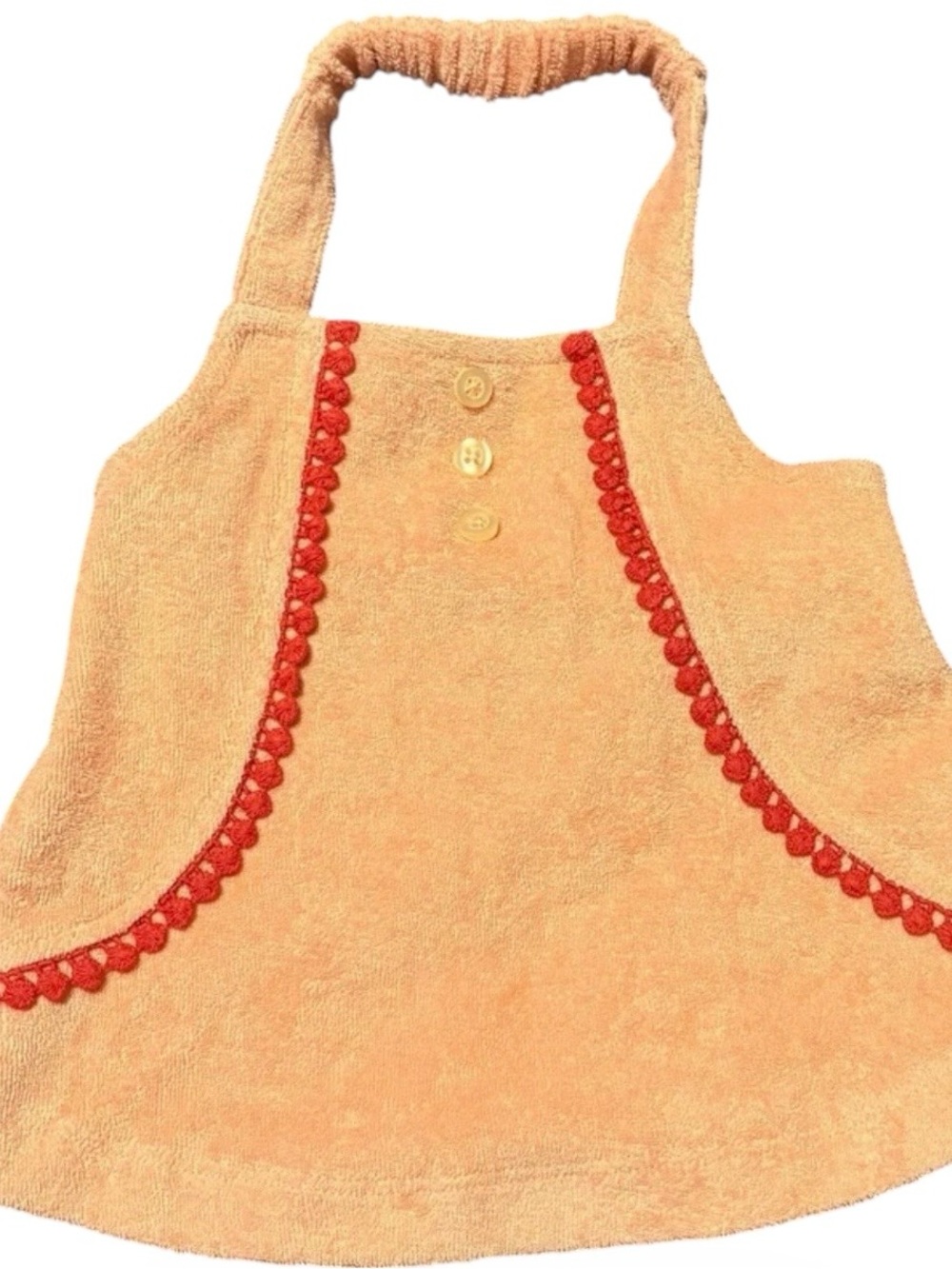 Kate Quinn-Retro Towel material-Pompom trim-Terrcloth halter top-Rose PiNK-12-18